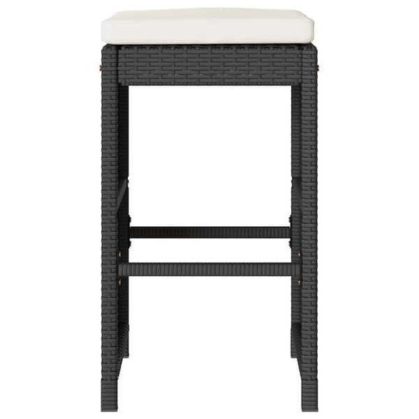 vidaXL barstole til haven med hynder 2 stk. polyrattan sort