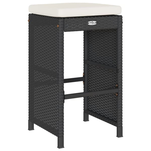vidaXL barstole til haven med hynder 2 stk. polyrattan sort