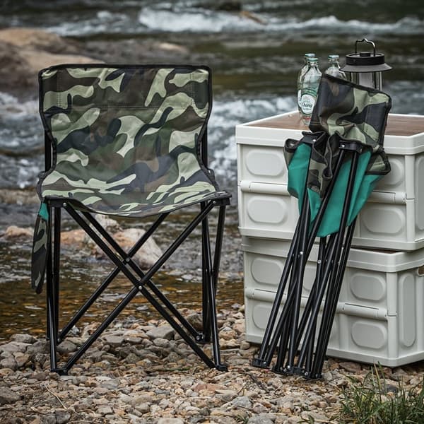 Rootz Campingstol - Udendørsstol - Foldestol - Oxford stof - 45 cm x 43 cm x 74 cm - Bærbar og stabil - Letvægts - Rustbestandigt jern