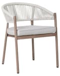 Miniatyrbilde 4 av 11: Sett med 6 hagestoler Mørkt tre Taupe Aluminium Varmeoverføring Finish Ramme Stabelbar Utendørs Patio Moderne