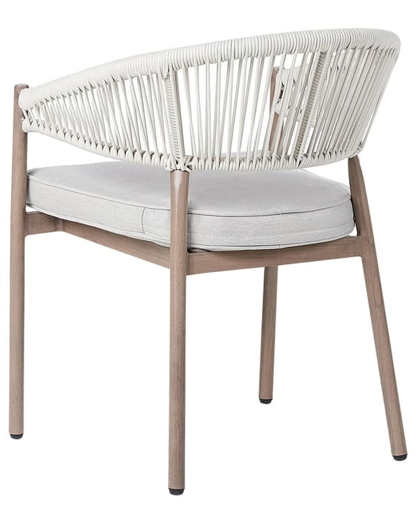 Sett med 6 hagestoler Mørkt tre Taupe Aluminium Varmeoverføring Finish Ramme Stabelbar Utendørs Patio Moderne