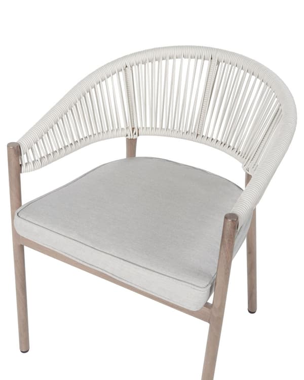 Sett med 6 hagestoler Mørkt tre Taupe Aluminium Varmeoverføring Finish Ramme Stabelbar Utendørs Patio Moderne