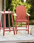 Miniatyrbillede 2 af 10: Dækstol Rød Plastik Rustfrit Stål 88 x 88 x 75 cm Have Tilbehør til Altan Terrasse Indretning med Armlæn Skandinavisk Udendørs Retro Stil