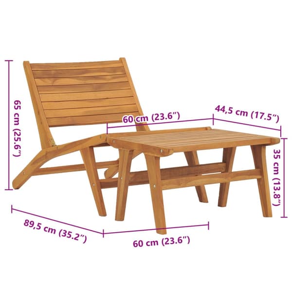 Trädgårdsstol med fotstöd massiv teak
