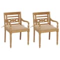 Miniatyrbild 1 av 2: Bataviastolar 2 st med beige dynor massiv teak