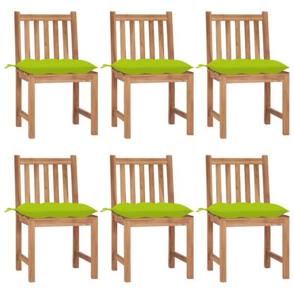 Trädgårdsstolar 6 st med dynor massiv teak