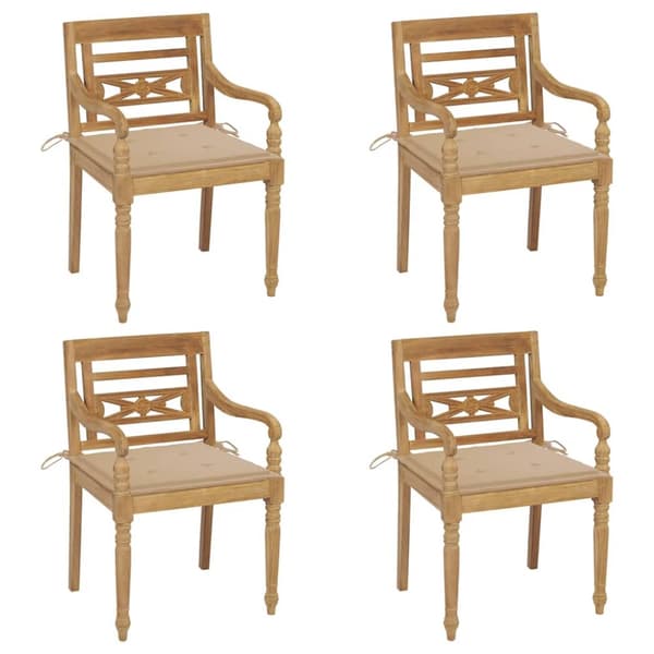Bataviastolar med dynor 4 st massiv teak