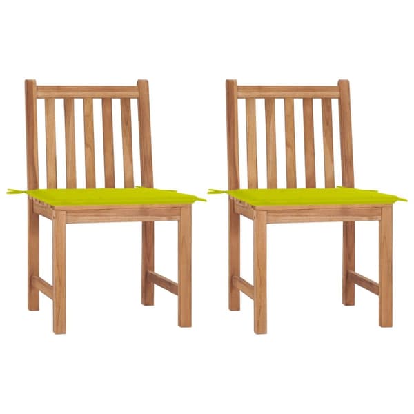 Trädgårdsstolar 2 st med dynor massiv teak