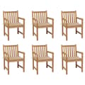 Miniatyrbild 1 av 2: Trädgårdsstolar 6 st med beige dynor massiv teak