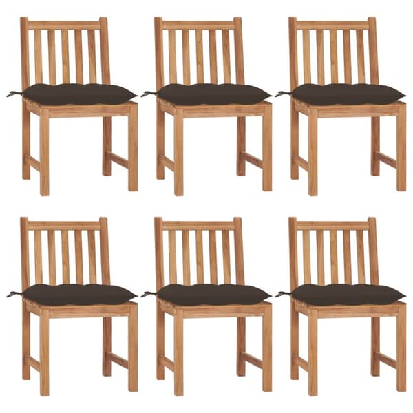 Trädgårdsstolar 6 st med dynor massiv teak
