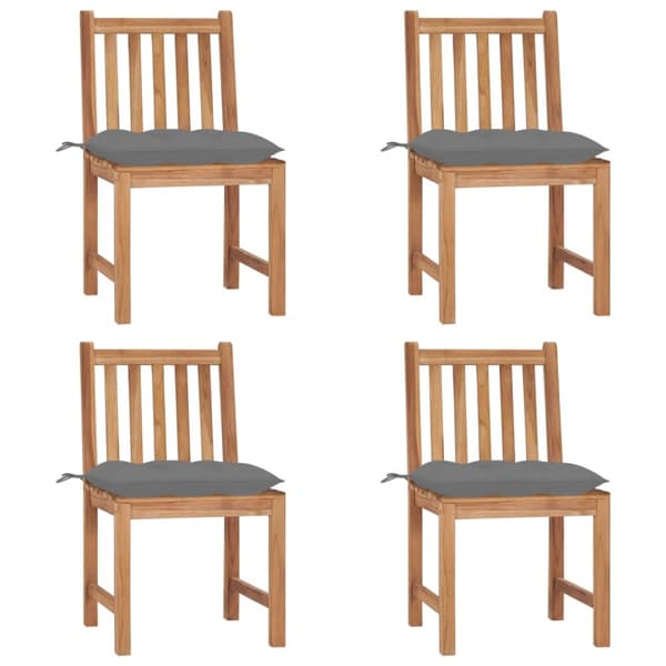 Trädgårdsstolar 4 st med dynor massiv teak