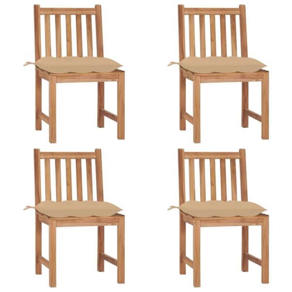 Trädgårdsstolar 4 st med dynor massiv teak