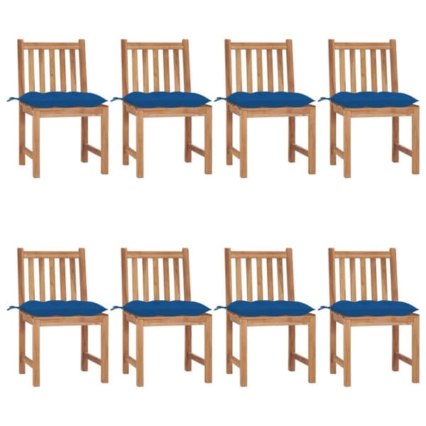 Trädgårdsstolar 8 st med dynor massiv teak