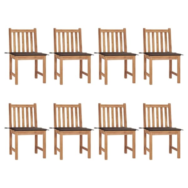 Trädgårdsstolar 8 st med dynor massiv teak