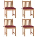 Miniatyrbild 1 av 2: Trädgårdsstolar 4 st med dynor massiv teak