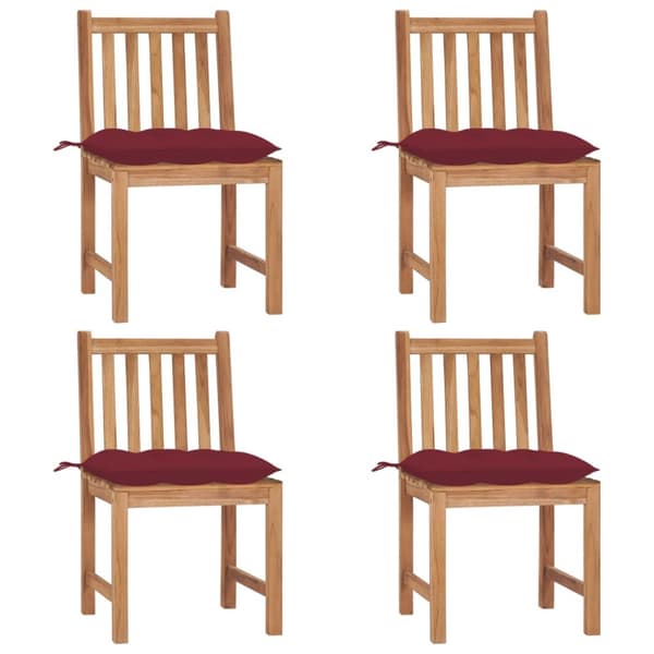 Trädgårdsstolar 4 st med dynor massiv teak