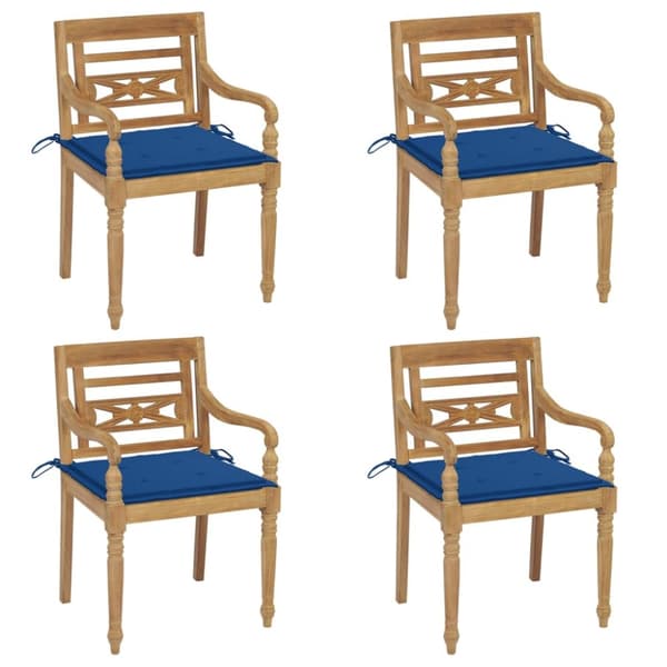 Bataviastolar med dynor 4 st massiv teak