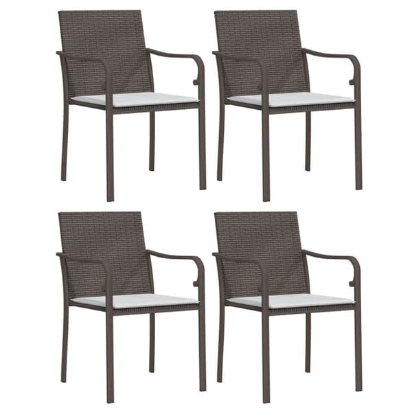 Trädgårdsstolar 4 st med dynor brun 56x59x84 cm konstrotting
