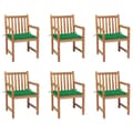 Miniatyrbild 1 av 2: Trädgårdsstolar 6 st med gröna dynor massiv teak