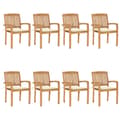 Miniatyrbild 1 av 2: Stapelbara trädgårdsstolar med dynor 8 st massiv teak