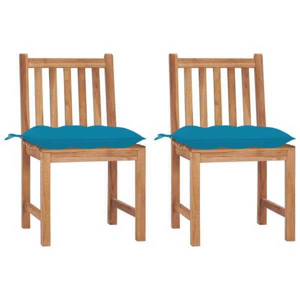 Trädgårdsstolar 2 st med dynor massiv teak