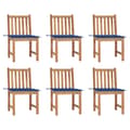 Miniatyrbild 1 av 2: Trädgårdsstolar 6 st med dynor massiv teak