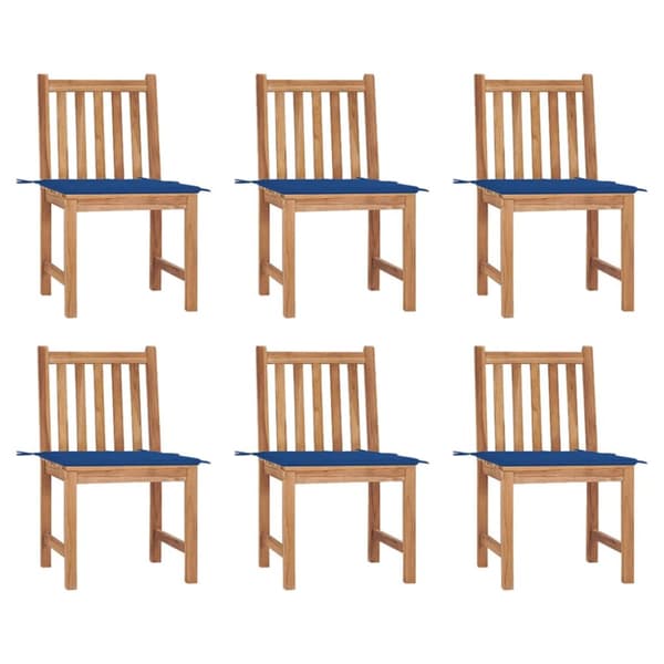 Trädgårdsstolar 6 st med dynor massiv teak