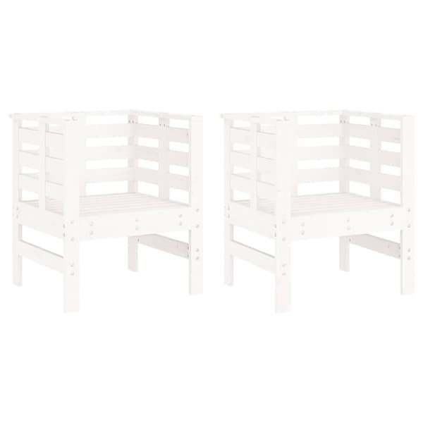 Trädgårdsstolar 2 st vit 61,5x53x71 cm massiv furu