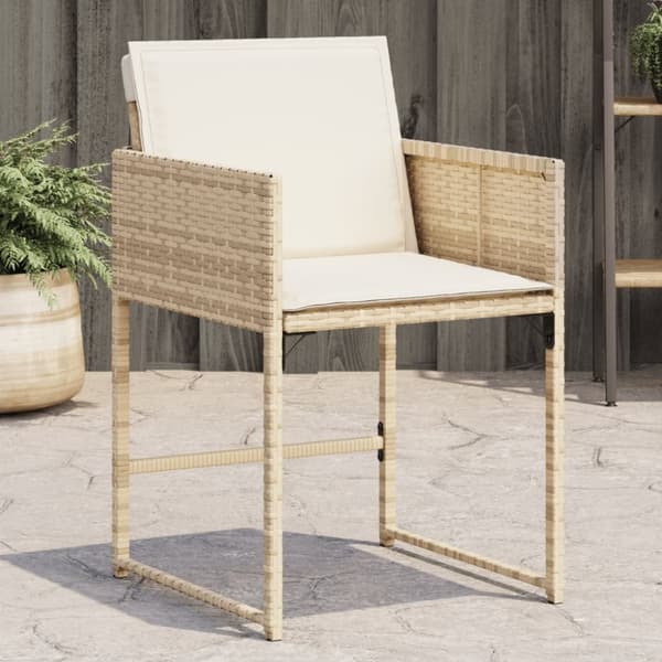 Trädgårdsstolar med dynor 4 st beige konstrotting