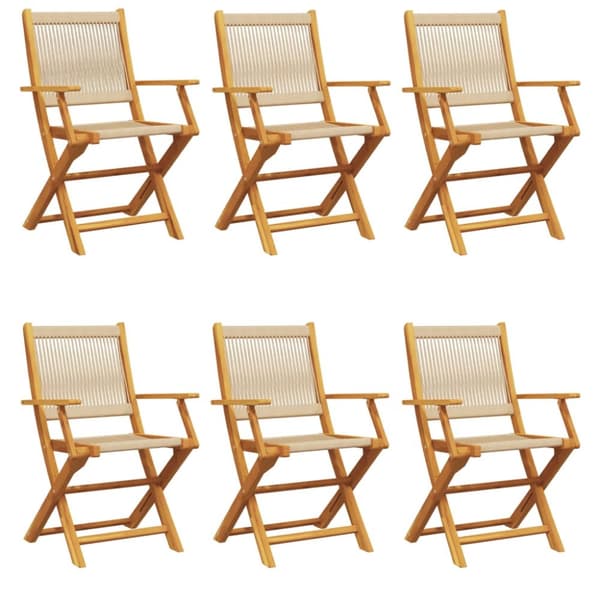 Hopfällbara trädgårdsstolar 6 st beige massivt akaciaträ