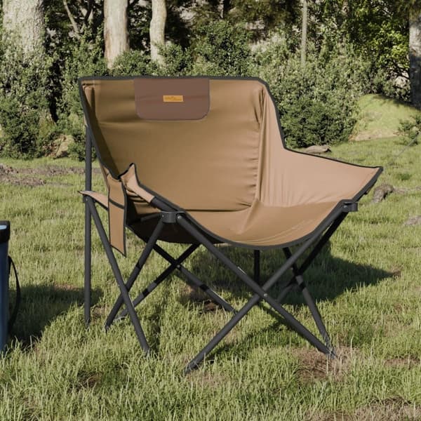 Campingstolar med ficka fällbar 2 st brun