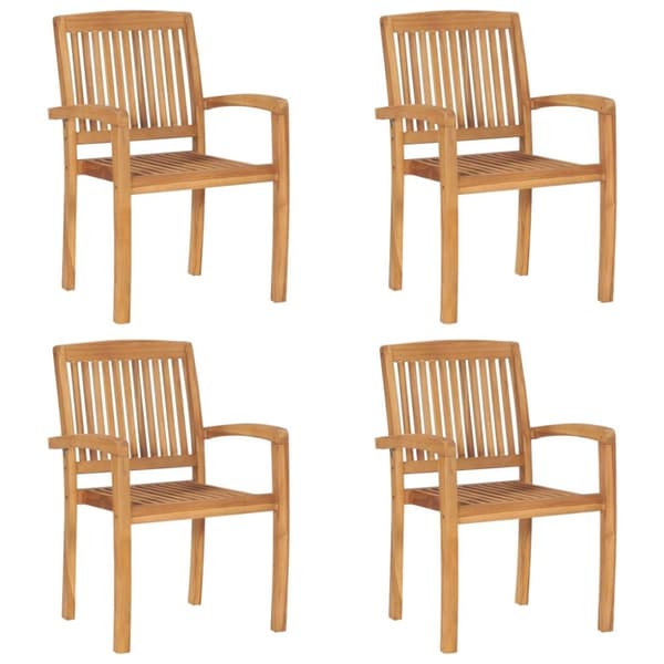 Stapelbara trädgårdsstolar 4 st massiv teak