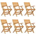 Miniatyrbild 2 av 2: Hopfällbara trädgårdsstolar 6 st 55x62x90 cm massiv teak