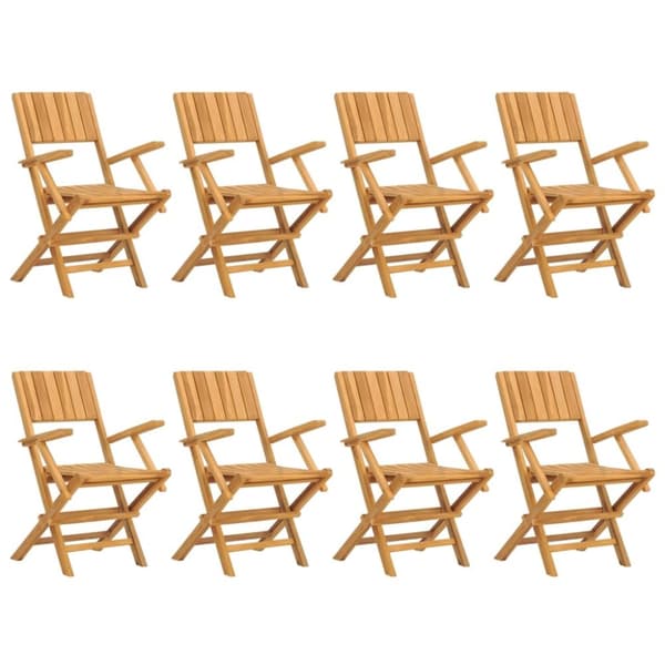 Hopfällbara trädgårdsstolar 8 st 55x61x90 cm massiv teak