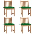 Miniatyrbild 1 av 2: Trädgårdsstolar 4 st med dynor massiv teak