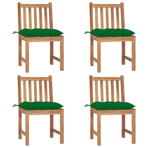 Trädgårdsstolar 4 st med dynor massiv teak