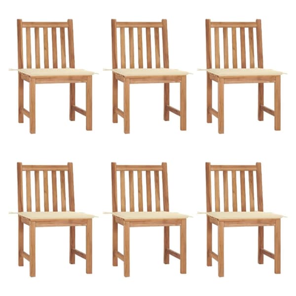 Trädgårdsstolar 6 st med dynor massiv teak