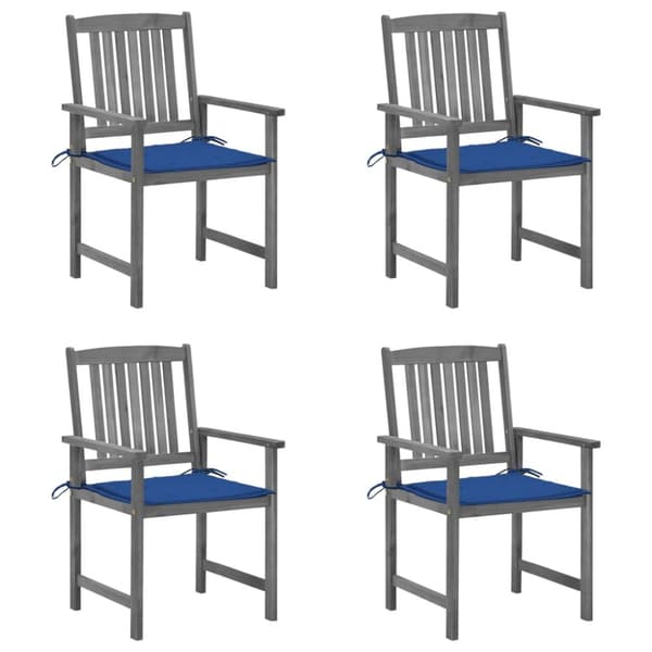 Trädgårdsstolar med dynor 4 st grå massivt akaciaträ