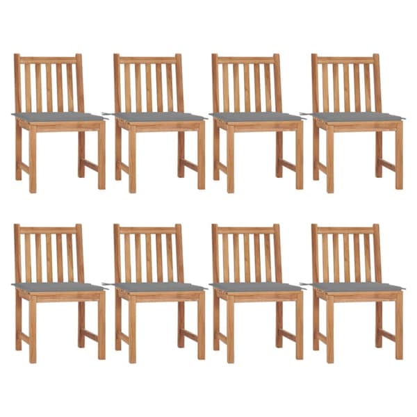 Trädgårdsstolar 8 st med dynor massiv teak