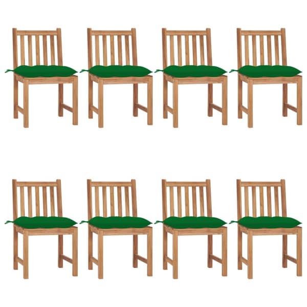 Trädgårdsstolar 8 st med dynor massiv teak