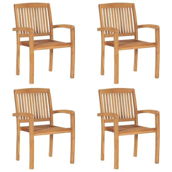 Stapelbara trädgårdsstolar med dynor 4 st massiv teak