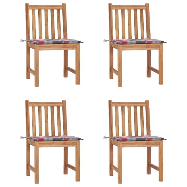 Trädgårdsstolar 4 st med dynor massiv teak
