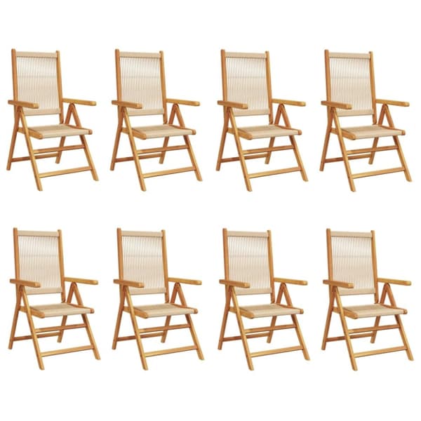 Justerbara trädgårdsstolar 8 st beige massivt akaciaträ