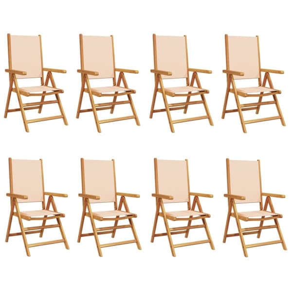 Justerbara trädgårdsstolar 8 st beige tyg och massivt trä