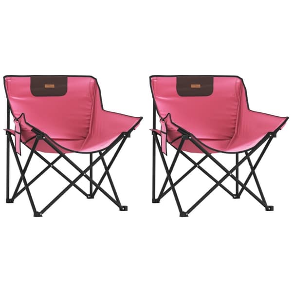 Campingstolar med ficka fällbar 2 st rosa