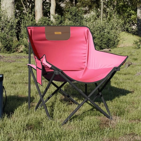 Campingstolar med ficka fällbar 2 st rosa