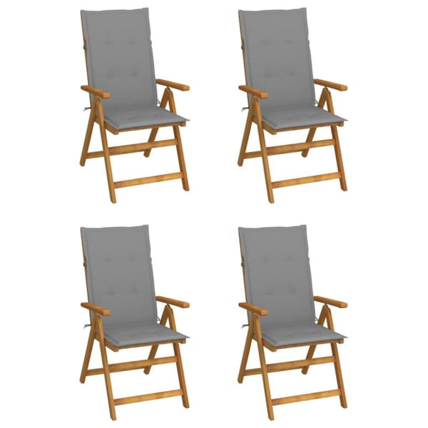 Fällbara trädgårdsstolar med dynor 4 st massivt akaciaträ