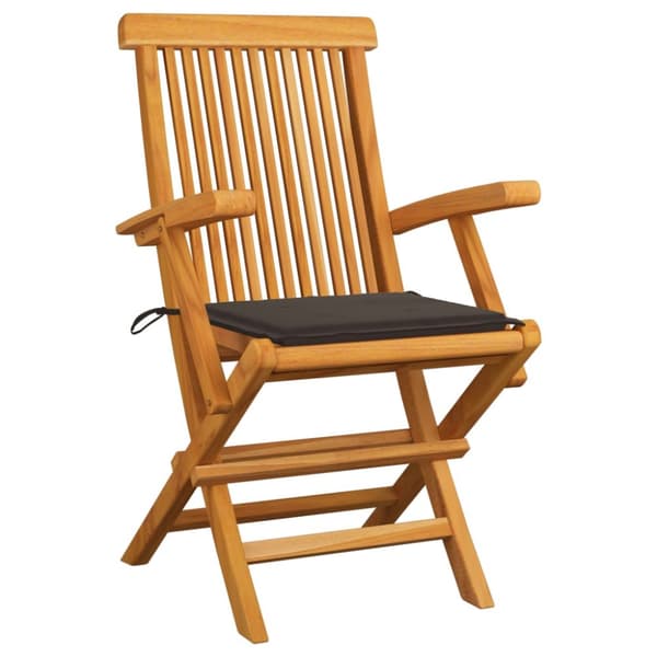 Trädgårdsstolar med taupe dynor 4 st massiv teak
