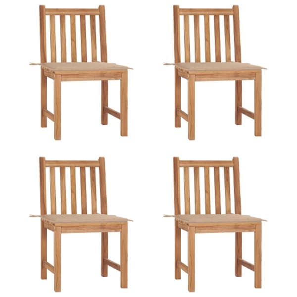 Trädgårdsstolar 4 st med dynor massiv teak
