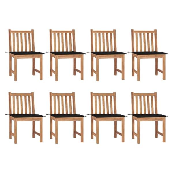 Trädgårdsstolar 8 st med dynor massiv teak